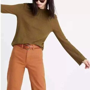 Madewell Texture & Thread Brwn Cotton long sleeve Top Shirt Size Small